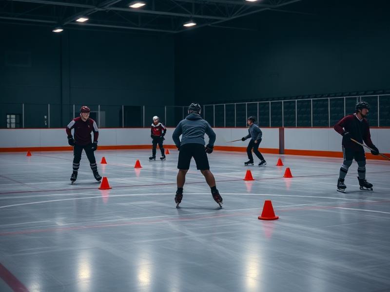 Sesión de entrenamiento sobre pista de hockey